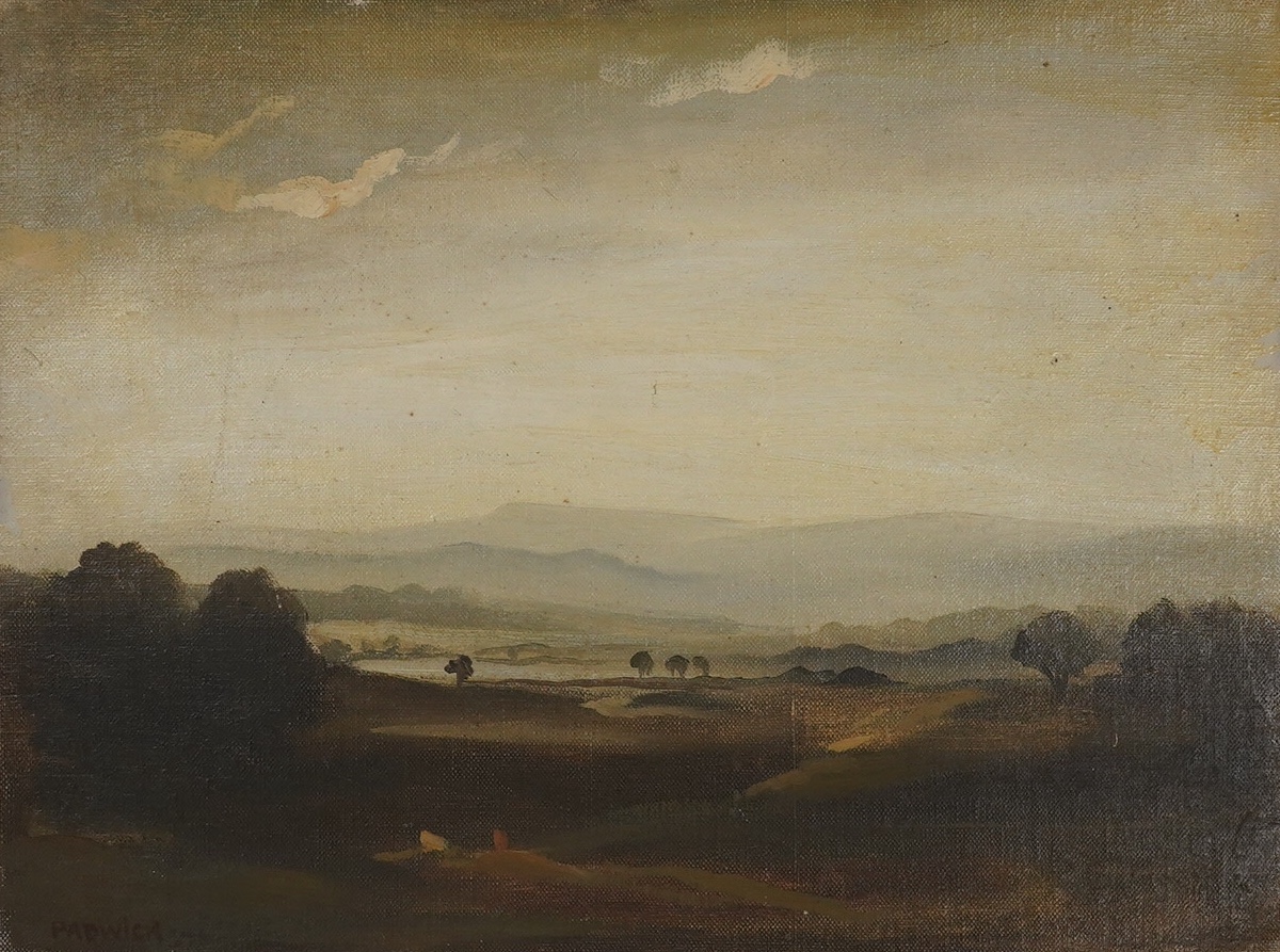 Philip Hugh Padwick, RBA (1876-1958), oil on canvas board, Sussex landscape, 30 x 40cm, unframed, signed. Condition - fair to good, would benefit from a clean